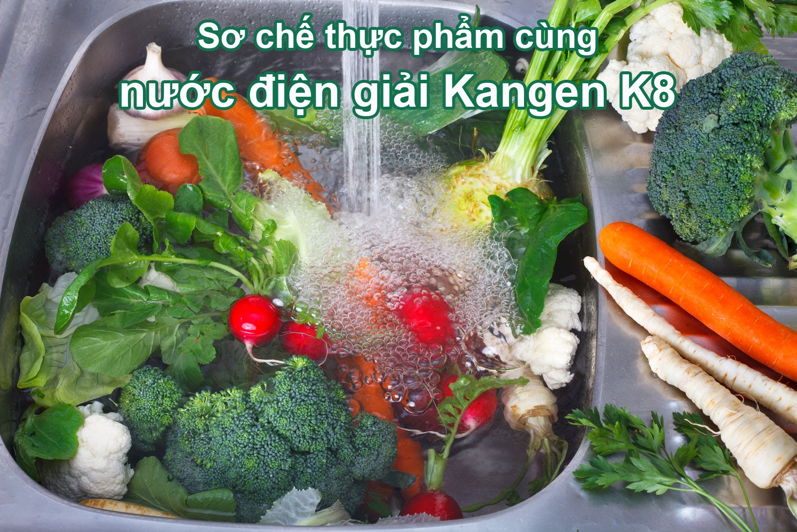 Sơ chế thực phẩm bằng nước điện giải Kangen K8